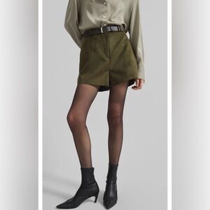 The Frankie Shop Merida Faux Suede Shorts Khaki size M